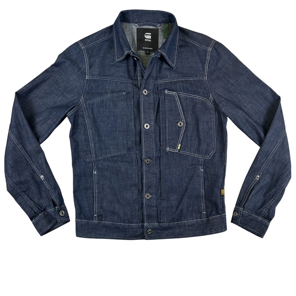 G-Star RAW Scutar Slim Jacket Mens Small Blue Denim Sustainable‎ Workwear Button